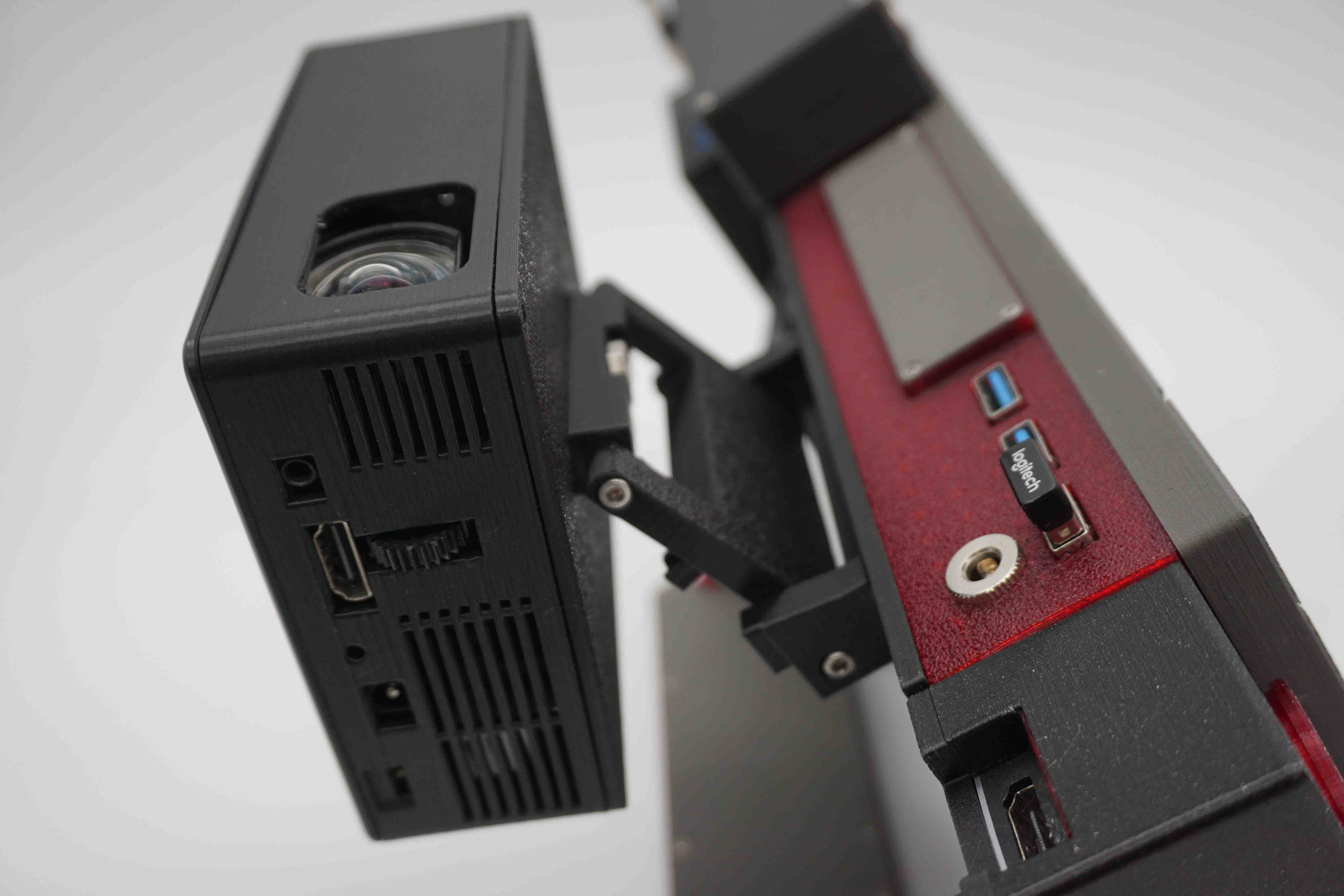 Cyberdeck Red V2 projector pointed upward